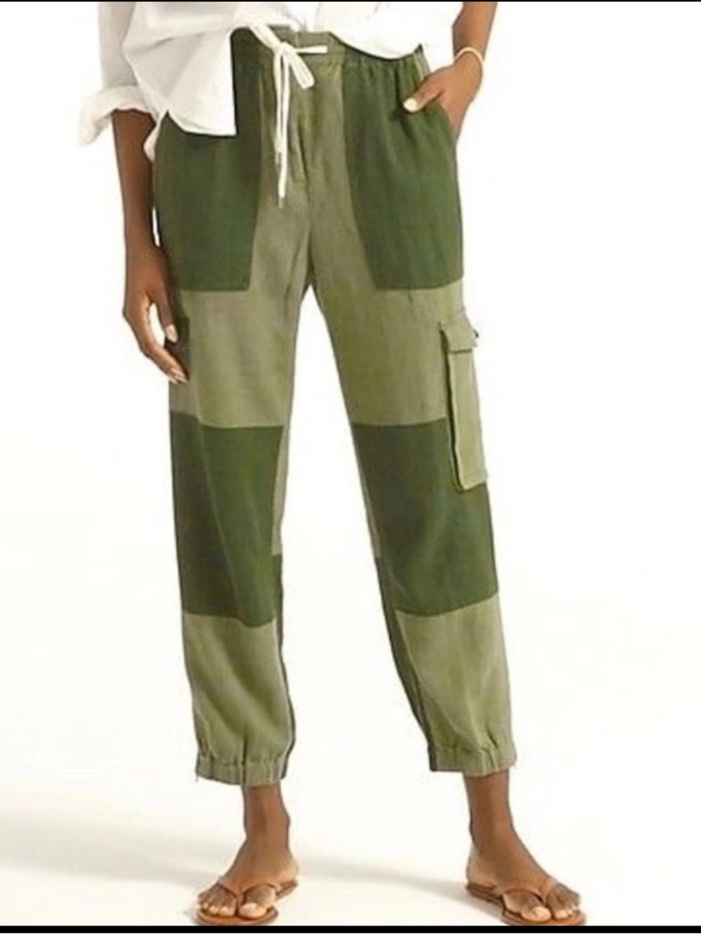 J.Crew Tie-Waist Linen-Blend Cargo Pants Women Size 8 NWOT